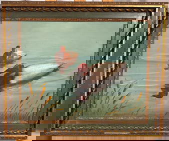 Ducks in The Water Acrylic on Canvas Painting