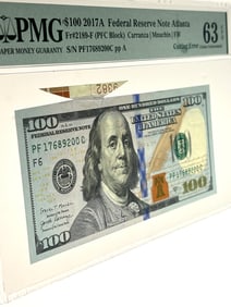 $100 2017A Federal Reserve Note Atlanta Fr#2189-F (PFC Block) Carranza | Mnuchin | FW S/N