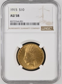 NGC Graded 1915 $10 AU 58