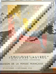 Henri De  Toulouse-Lautrec "The Seated Clowness" Maison De La Pensée Française Framed Lithograph