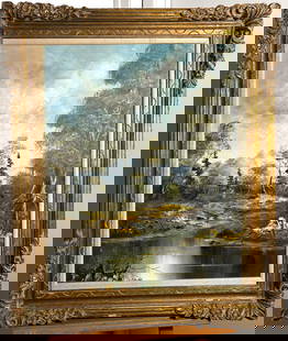 Young L / Richard Lorenz "Sylvan Solitude" Oil on Canvas: Young L / Richard Lorenz "Sylvan Solitude" Oil on Canvas. Lorenz is known for his landscape pieces. An aritsit from the 1950s, who went by the name Young L. & also signed some of his artwork with this