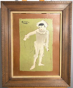 Pablo Picasso Vintage White Clown Le Petit Pierrot Lithograph Framed: Pablo Picasso Vintage White Clown Le Petit Pierrot Lithograph Framed. A beautiful piece, it is old. The year it was produced is unknown. It is his white clown design, beautiful lithography. It is in