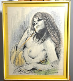1971  'Nude Woman' Sandu Liberman, Colored Print