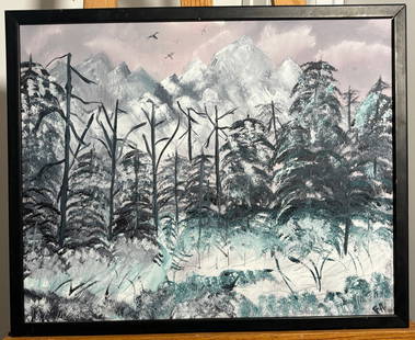 Winter Landscape Painting Signed FA '97: Oil on Canvas Winter Landscape painting in blues, white and gray colors, beautiful painting in good condition; unsure of artist , FA'97 Signed in bottom right corner. Paiting measures 21 inches x 17