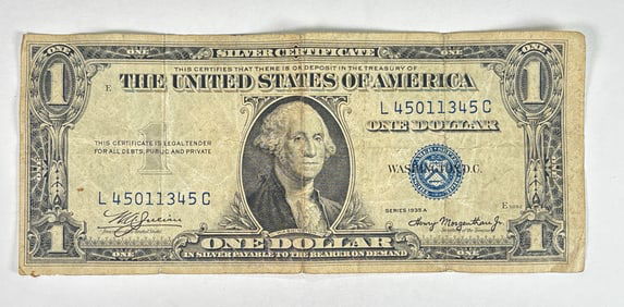 1935 A $1 Bill S/N L45011345C - Silver Certificate Blue Sheild