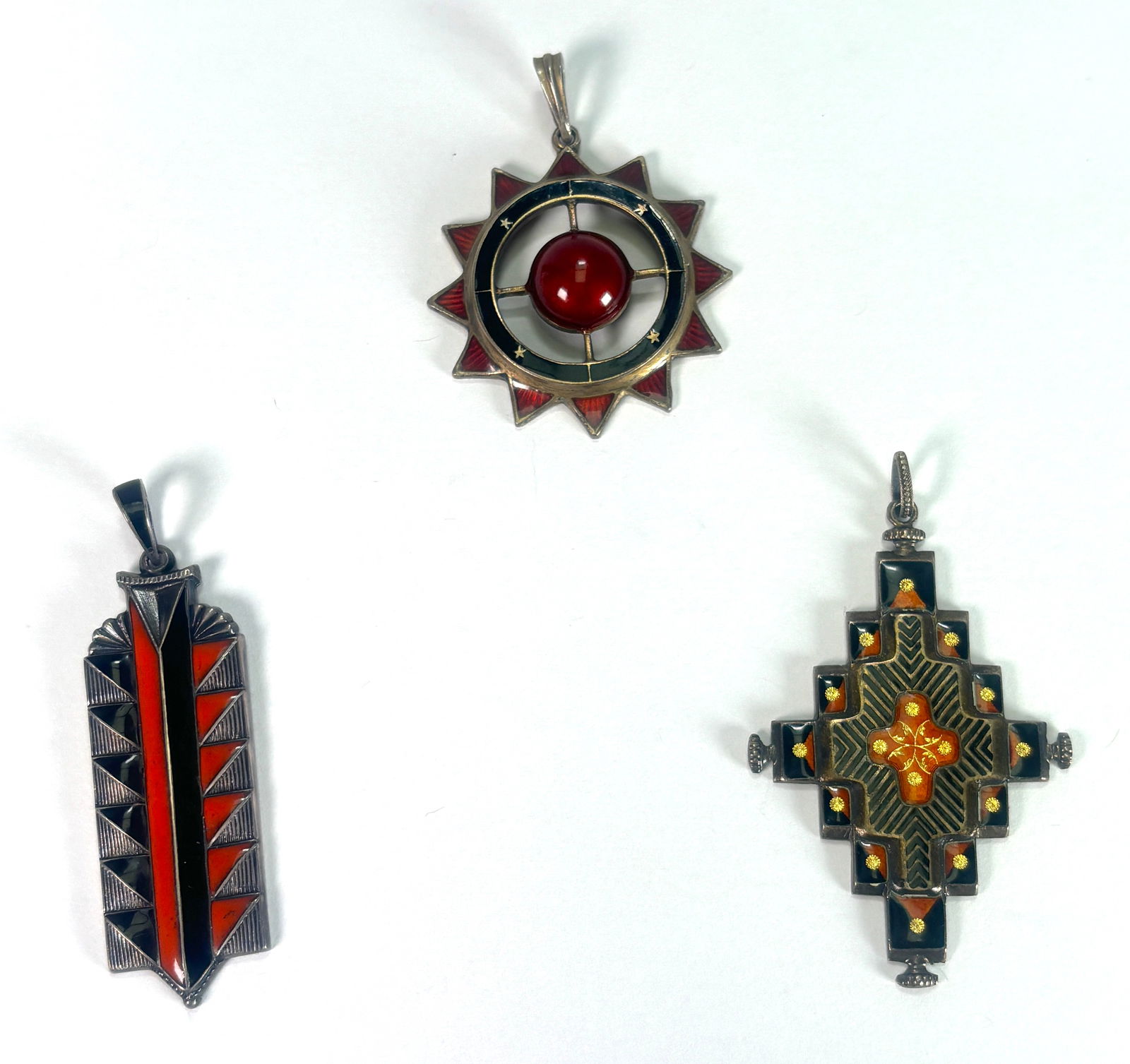(3) Sterling Silver & Enamel Necklace Pendants (1 of 7)