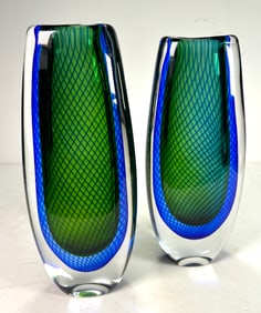 Pair of Midcentury Modern Art Glass Vases