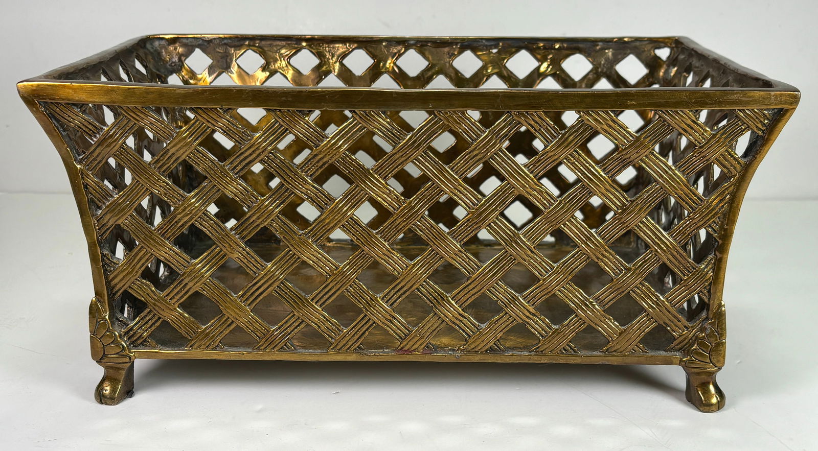 Vintage Brass Flower Basket Vase (1 of 7)