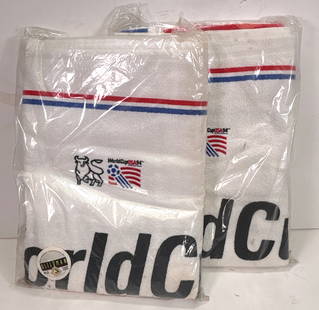 (2) World Cup USA 94 Towels - Original Packaging: (2) World Cup USA 94 Towels, They are both still in their Original Packaging, never opened or used. These two towels are standard size. They are a product that was customized by the Osterman