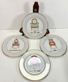 (4) Limoges French Chairs Collection Plates XVIII Century - Italian Baroque, English Style, & Empire