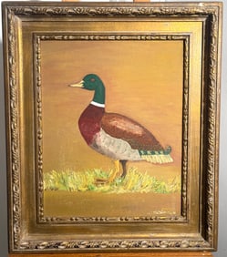Vintage Signed Norman Miller Mallard Duck Oil on Board Framed Painting