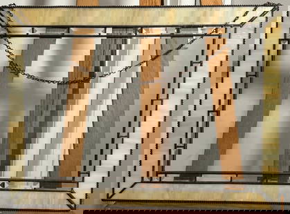 Clear/Stained Glass Window Hanging Decor: Clear/Stained Glass Window Hanging Decor. A beautiful piece of decor. It is a clear glass with an offwhite stained glass boarder. Perfect for hanging outside, as a sun catcher, or creating a captivati