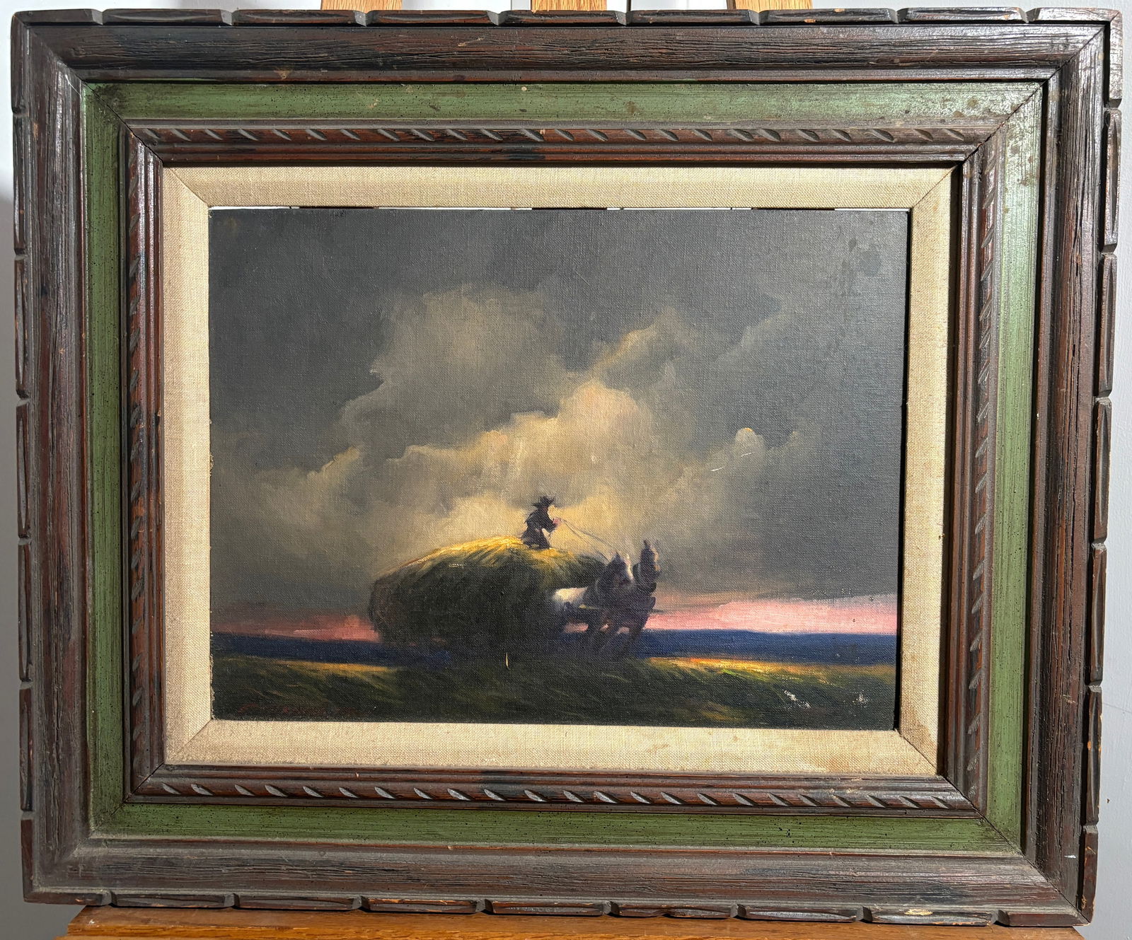 1935年製 油絵 絵画 アメリカ 戦前 American West Genre Oil Painting By Joseph Holbrook