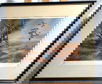Geese Flying in the Marsh by David A. Maass 2/40 Print
