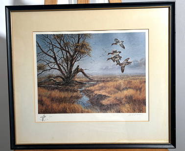 Geese Flying in the Marsh by David A. Maass 2/40 Print: Geese Flying in the Marsh by David A. Maass 2/40 Print. This is a beautfiul print, it is in great condition. This is a great piece to put into any living space. the measurements are 23 3/4" x 20 3/8"