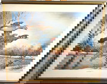 Winter Pond 52/300 Print Signed by Allen Hughes