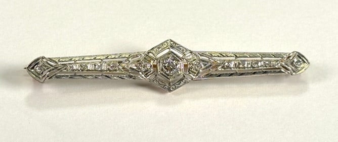 1930s Yellow  Gold & White Gold with Diamonds Tie Pin