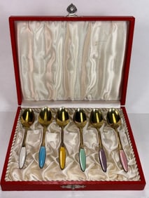 Frigast 925 Sterling Silver Colorful Enamel Spoons Set -  Denmark