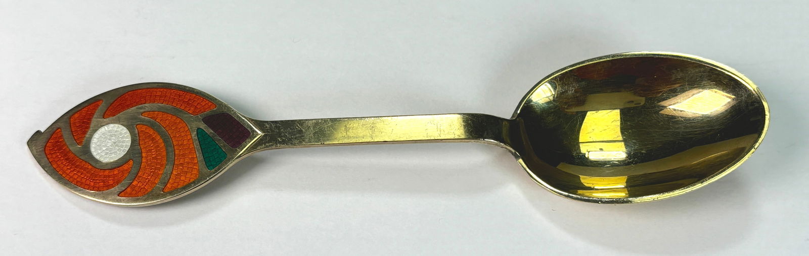 A. Michelsen Christmas Spoon - Golden Universe - Else Alfelt - 1971 - 24kt Gold Plated over 925 SS: A. Michelsen Christmas Spoon - Golden Universe - Else Alfelt - 1971. A beautiful 24kt Gold Plate over 925 Sterling silver spoon with beautiful enamel design. It captures the essences of holiday mystiq