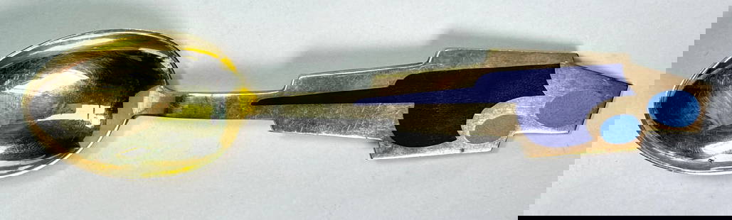 A. Michelsen Christmas Spoon - Madonna and Child - Carl. R. Frederiksen 1962- 24kt G.P. over 925 S.S: A. Michelsen Christmas Spoon - Madonna and Child - Carl. R. Frederiksen 1962. A beautiful 24kt Gold Plate over 925 Sterling silver spoon with beautiful enamel design. It captures the essences of