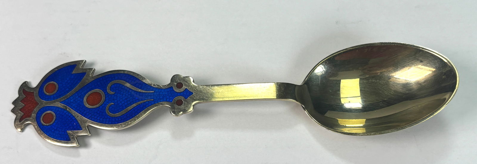 A. Michelsen Christmas Spoon - Solstice and Family - lb Spang Olsen - 1973 - 24kt G.P. over 925 S.S: A. Michelsen Christmas Spoon - Solstice and Family - lb Spang Olsen - 1973. A beautiful 24kt Gold Plate over 925 Sterling silver spoon with beautiful enamel design. It captures the essences of holiday