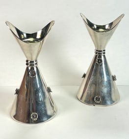 925 Sterling Silver Camusso Modern Candlesticks- Made in Peru