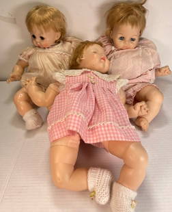 (3) Vintage Madame Alexander Babydolls: (3) Vintage Madame Alexander Babydolls. Sitting together radiating charm, their features are so delicate and lifelike, crafted meticulously for a timeless appeal. Larger than your average babydoll, Ma