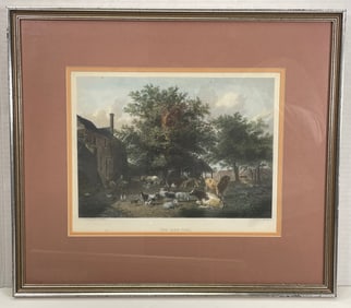 The Farm Yard by T.S. Cooper. A.R.A Painter , J. Godfrey,  Engraver Framed Print