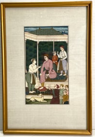 Akbar's Old Age - Framed Mughal Miniature Painting