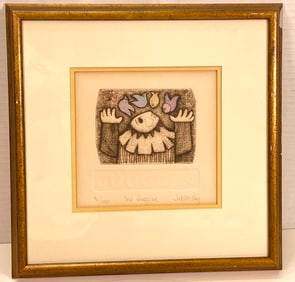 The Juggler 91/100 by Carol Jablonsky Etching Signed Framed