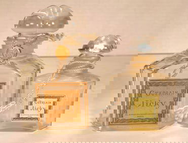 2 - Vintage Guerlain Paris  Jicky 1 & 2 Fl Oz Baccarat Parfum Bottles with Stopper Made in France