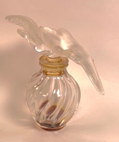 Vintage Lalique Perfume Crystal Bottle Nina Ricci L'Air du Temps 1/4 oz  Frosted Kissing Doves