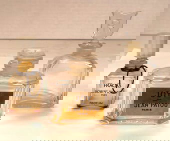 (3) Vintage Crystal Perfume Bottles - Replique by Raphael, Joy De Jean Patou & Fracas Robert Piguet