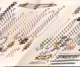 Lot of Various Gold & Silvertone Costume Jewlery Necklaces