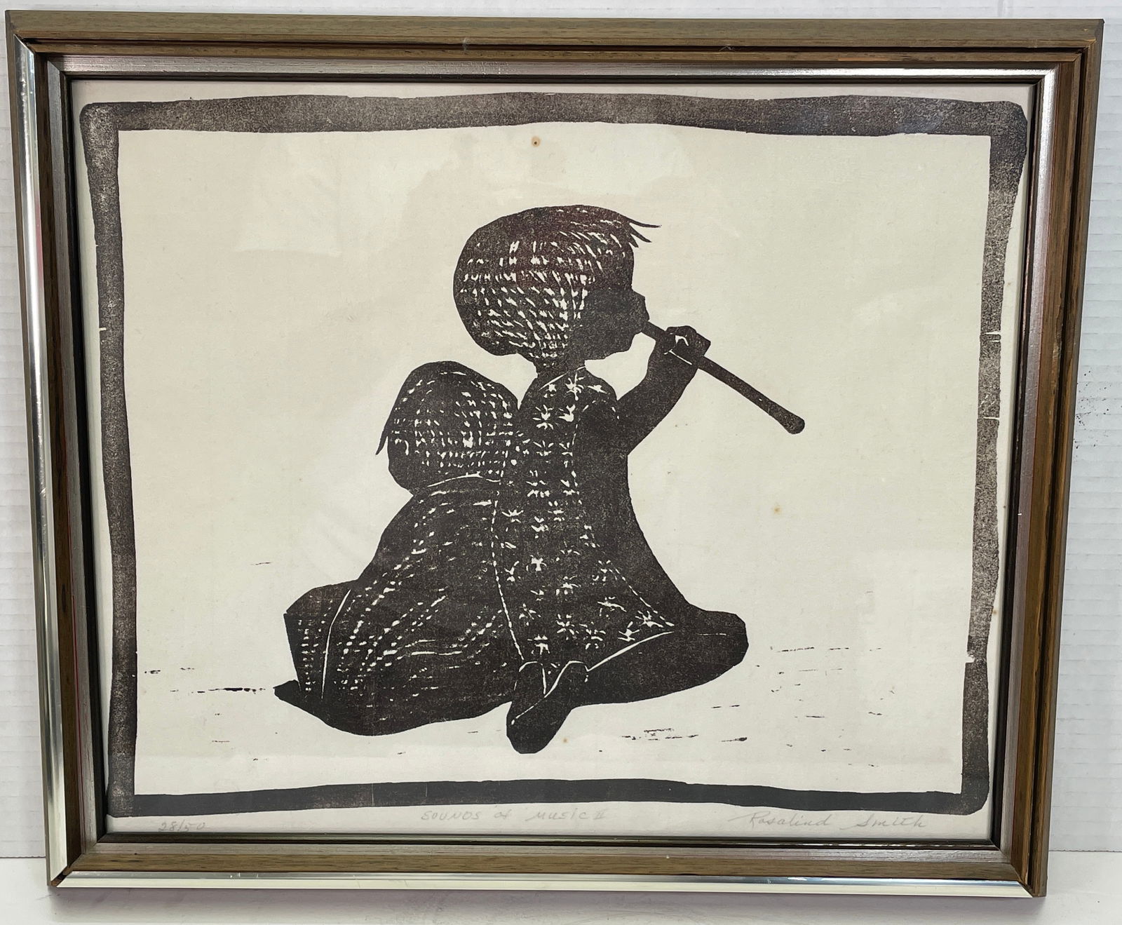 Vintage "Sounds of Music" by Rosalind Smith Woodcut Print Signed/Numbered 28/50 (1 of 6)