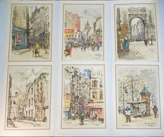 Vintage Paris Street Scenes by Jan Korthals - 6 Prints Portfolio in full Color