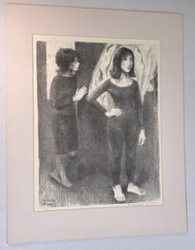 1966 Young Dancers Lithograph by Raphael Soyer No. 2/100