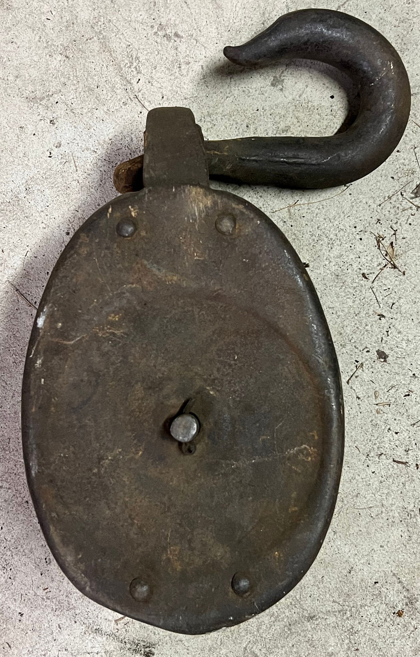Antique Single-Sheave Wood Block Pulley with Metal Hook (1 of 8)