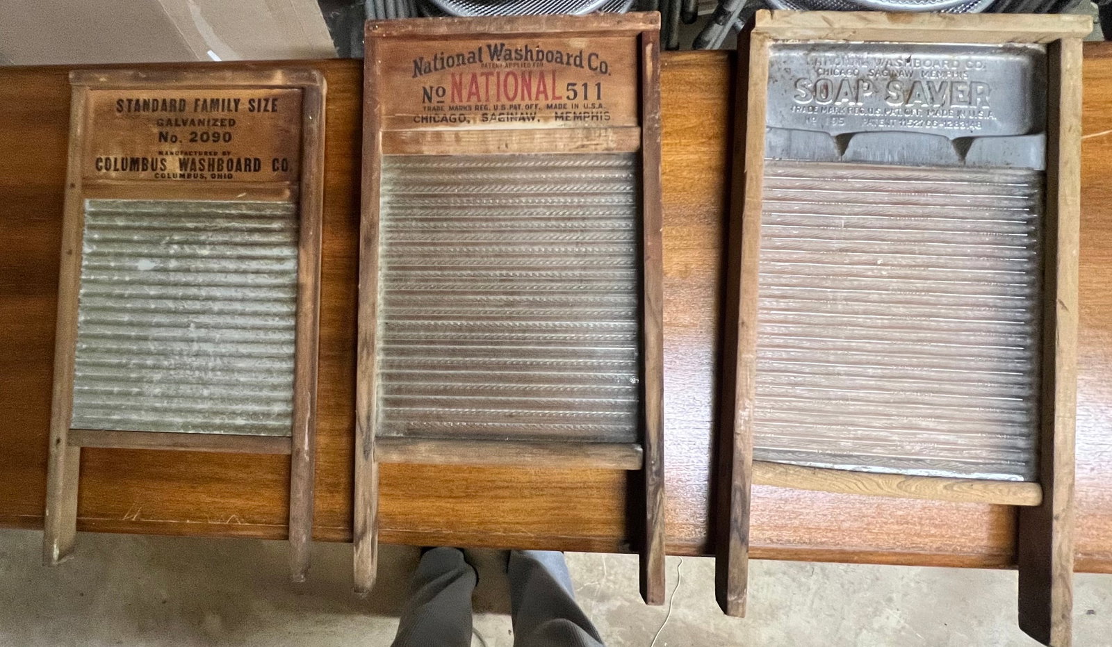 (3) Vintage Washboards: These are (3) Vintage Washboards. These are a cool piece of history that showcases how people used to do laundry before modern machines. The surfaces are ridged to help loosen the dirt and grime.