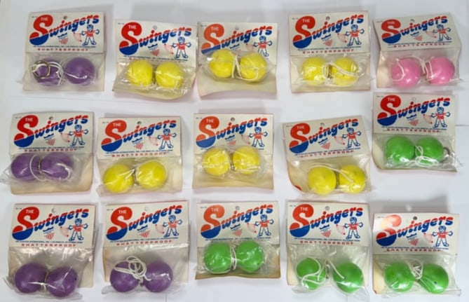 15 "The Swingers" Shatterproof Toy Fry Plastic International, Inc.: Vintage "The Swingers" Shatterproof Toys from Fry Plastic International, Inc. They are all brand new in their original packages. A nostalgic toy, these are a rare find and hard to come by, these are