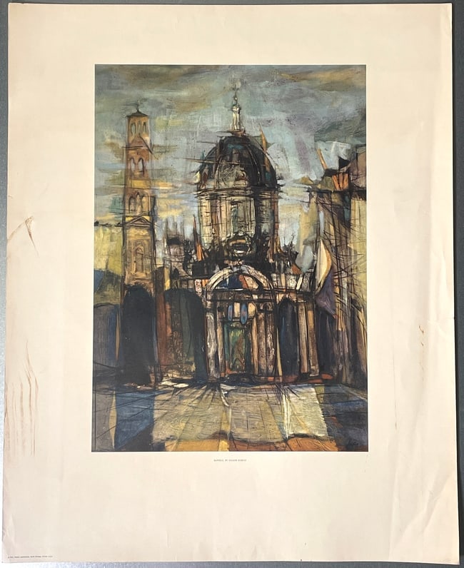 Barque by Hazard Durfee Print: Durfee Print Barque by Hazard Durfee Print, a beautiful image of the Church Bell Tower, the painting was a depiction of a grand architectural structure, the artist used a blend of expressionism and