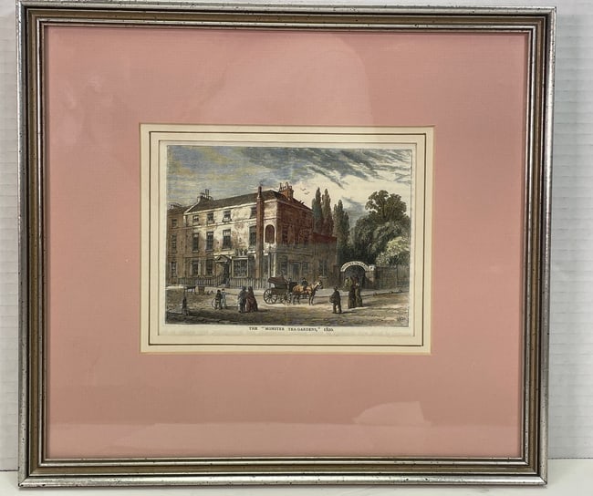 The "Monster Tea-Gradens," 1820 Print: The "Monster Tea-Gradens" 1820 Print. A beautiful piece of artwork. Finely detailed example of early 19th century printmaking. The measurements are