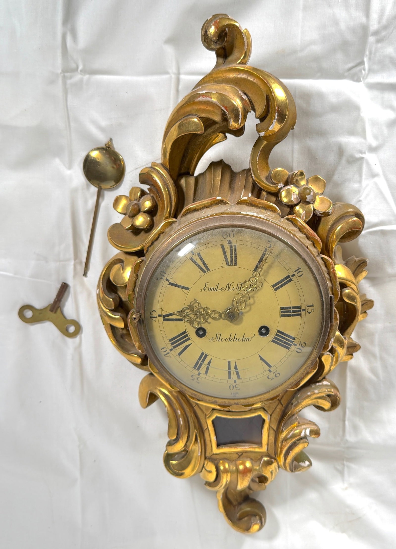 Emil N. Skalin French Giltwood-style Wall Clock (1 of 16)