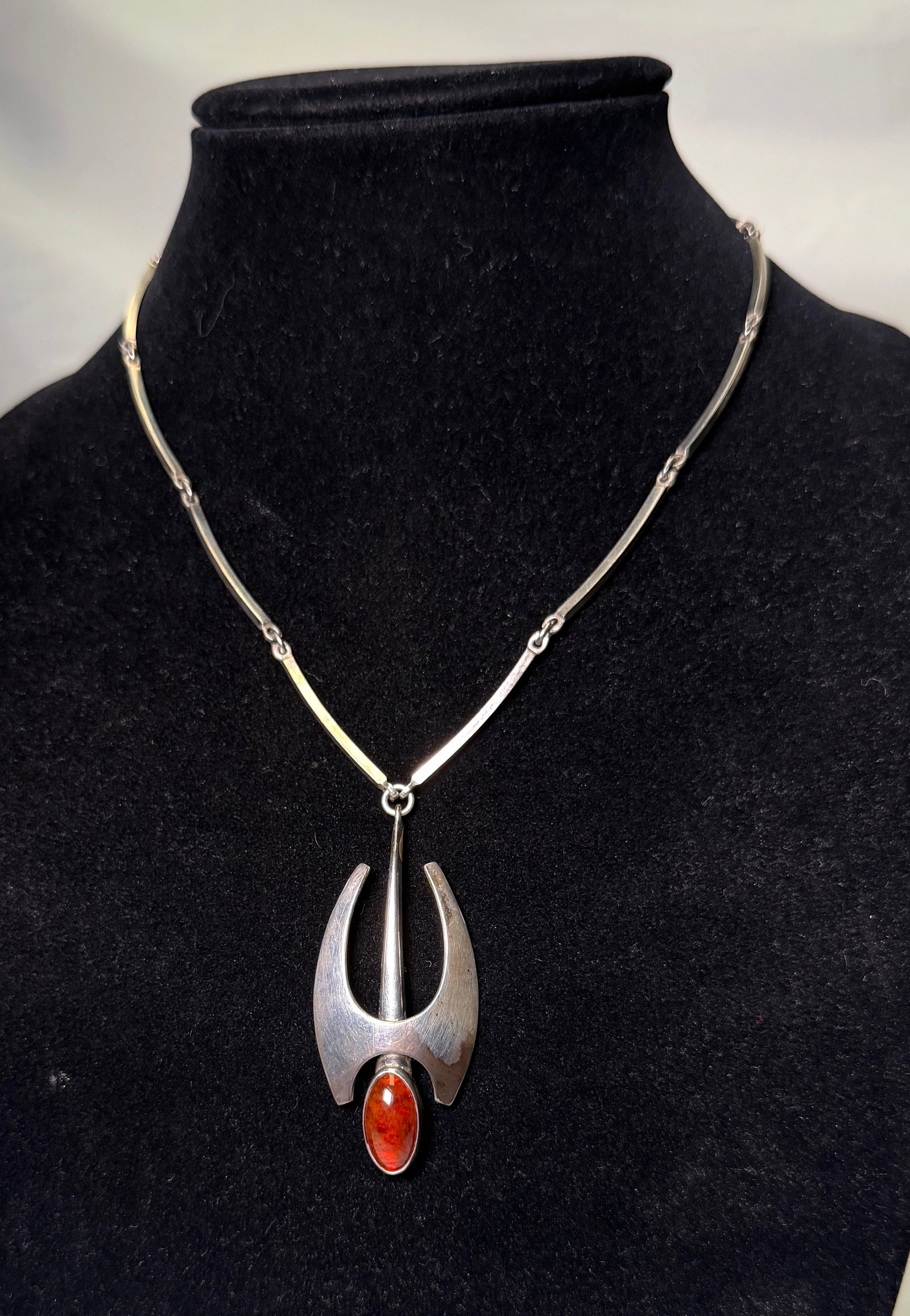 Vintage Niels Erik Sterling Silver Amber Denmark 925S: Iconic Mid-Century Modern design by Niels Erik, a aterling Silver Amber Denmark 925S , A rare piece. stamoed "Sterling Denmark 925S N.E. From), this piece dates nack to the 1960s or 70s, a beautiful s