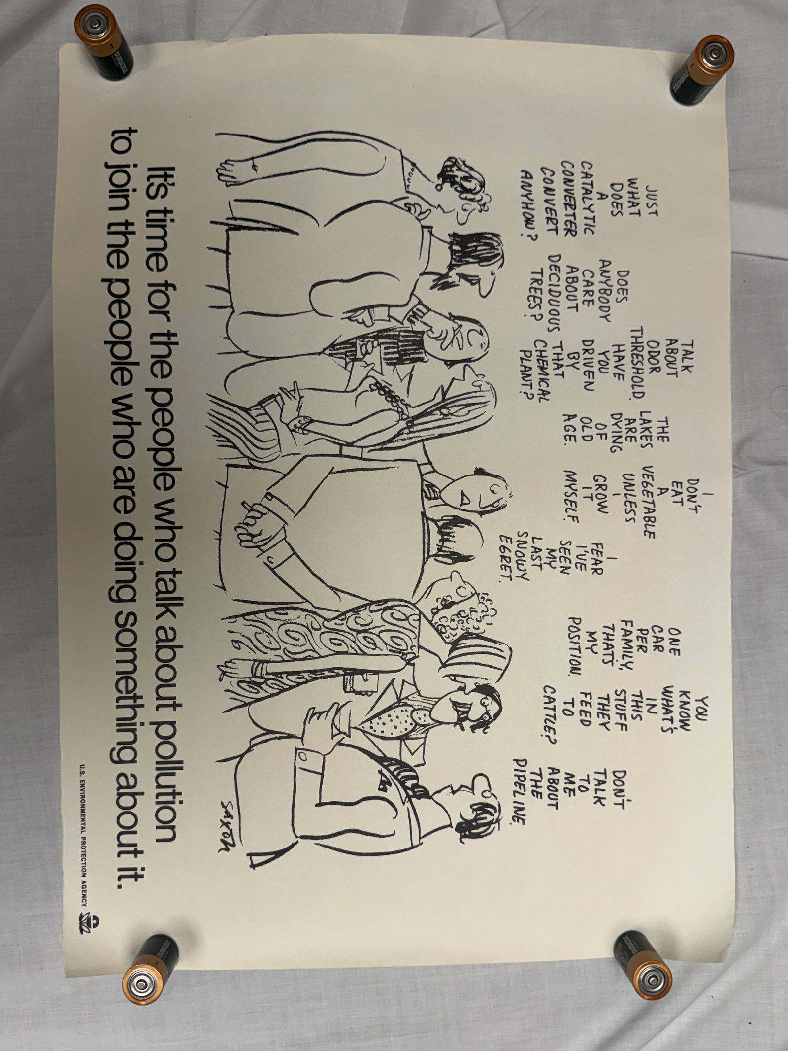 (2) - U.S. Environmental Protection Agency (EPA) Cartoon: (2) - U.S. Environmental Protection Agency (EPA) Cartoon “It's Time For The People Who Talk About Pollution to Join The People Who Are Doing Something About It". The measurements are 24” x 17 