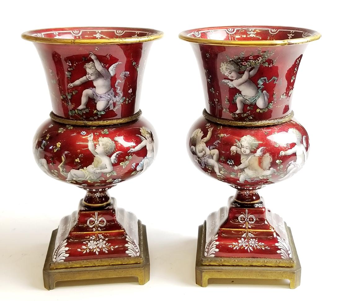 Pair of Viennese Enamel Vases (1 of 5)