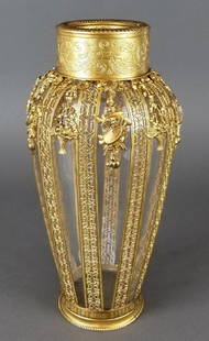 A Fine Large Bronze & Baccarat Crystal Vase: A Fine Large Bronze & Baccarat Crystal Vase. Measures H: 12 1/4" W: 6"