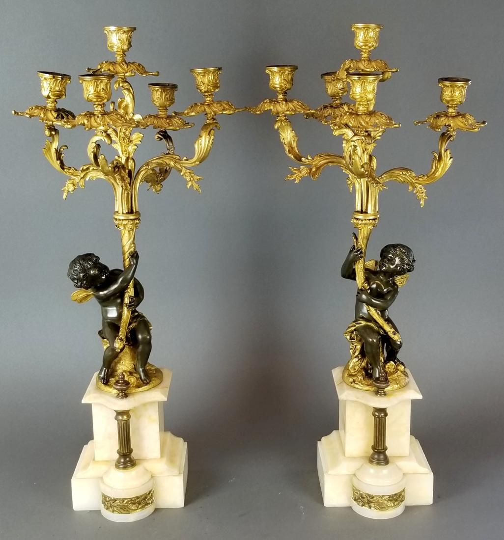 Pair of 19th C. Figural Bronze & Marble Candelabras (1 of 4)
