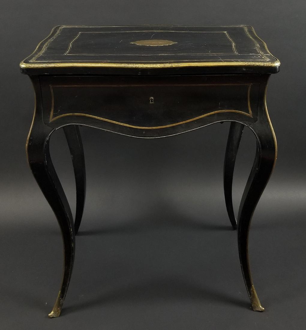 Late 19th C. French Napoleon III Black Ebony Table w/ (1 of 4)