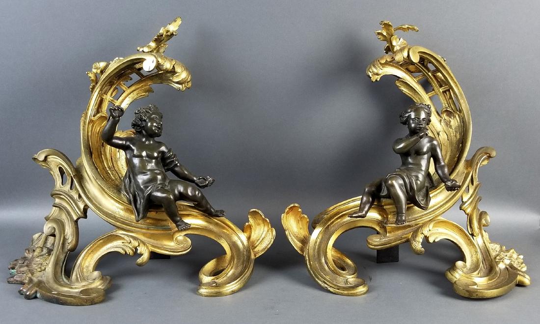 Pair of 19th C. Gilt and Patinated Bronze Figural (1 of 5)
